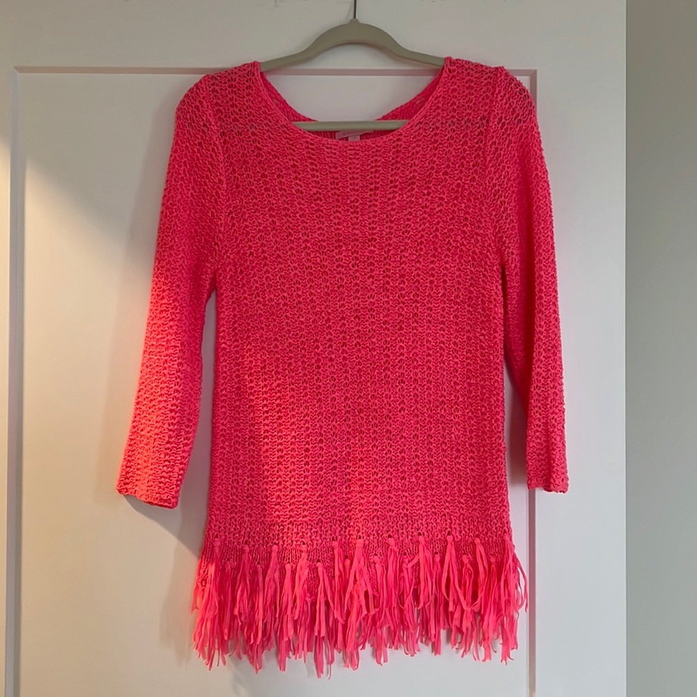Lilly Pulitzer 3/4 knit sweater in hot pink
